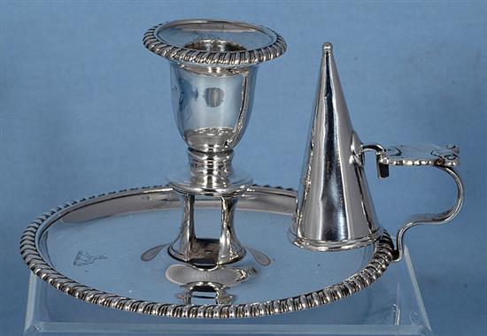 A George III silver chamber stick, Dia to thumb piece 7”/180mm Weight 9.7oz/275grms
